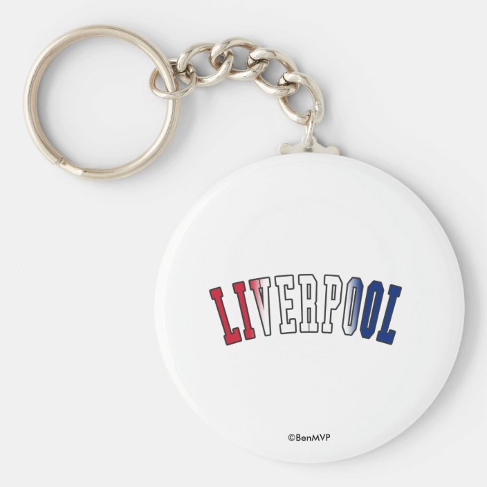 Liverpool in United Kingdom National Flag Colors Keychain