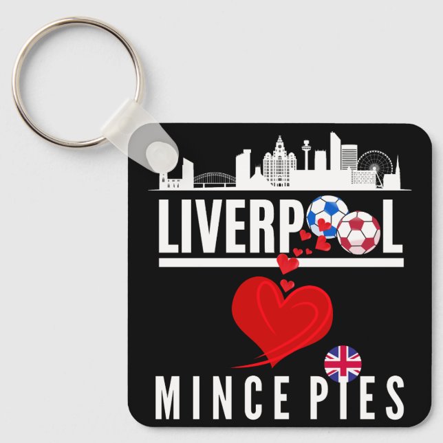 Liverpool Loves Mince Pies (front and back design) Keychain (Front)