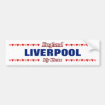 [ Thumbnail: Liverpool - My Home - England; Red & Pink Hearts Bumper Sticker ]