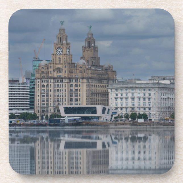 Liverpool Skyline Reflection Beverage Coaster (Front)