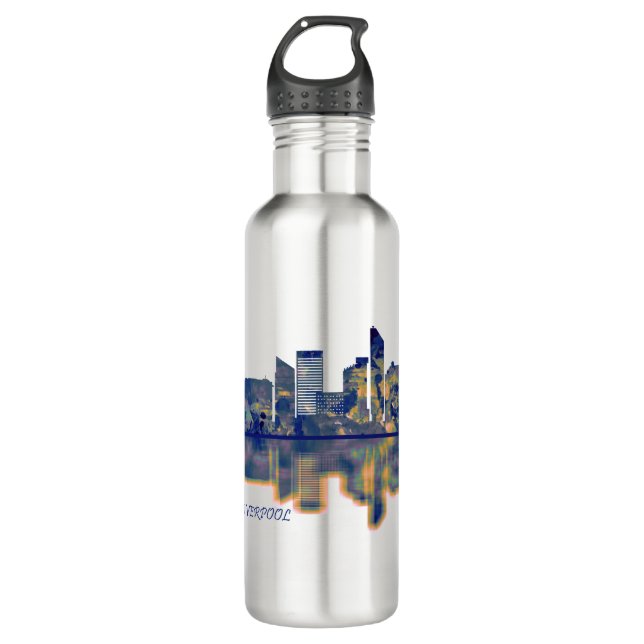 Liverpool Skyline Stainless Steel Water Bottle (Front)