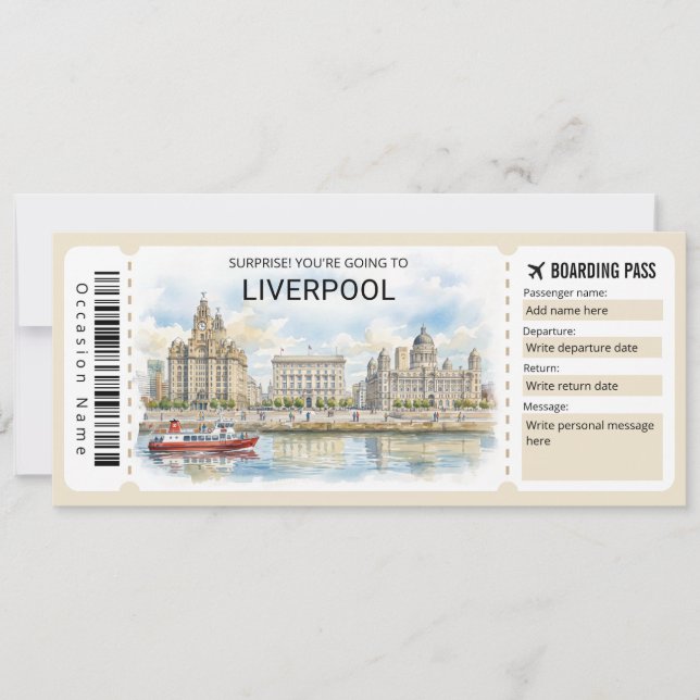 Liverpool Trip Boarding Pass Ticket Invitation (Front)