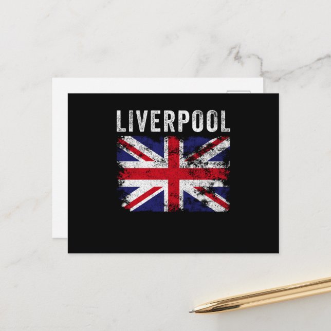Liverpool UK Flag England Souvenir Postcard (Front/Back In Situ)