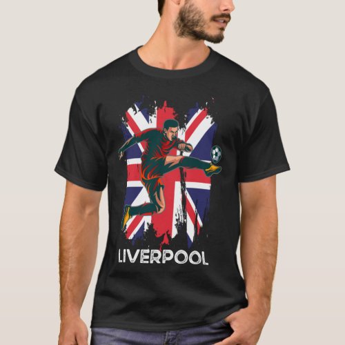 Liverpool UK Flag Football Gift Active  T_Shirt