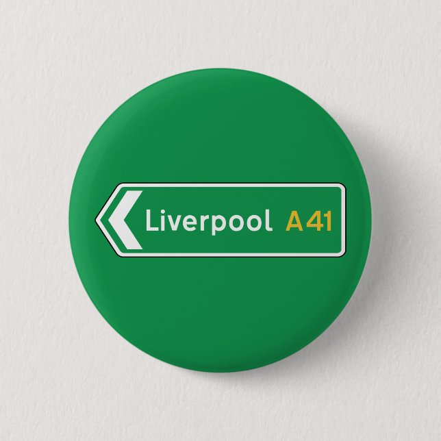 Liverpool, UK Road Sign Pinback Button (Front)