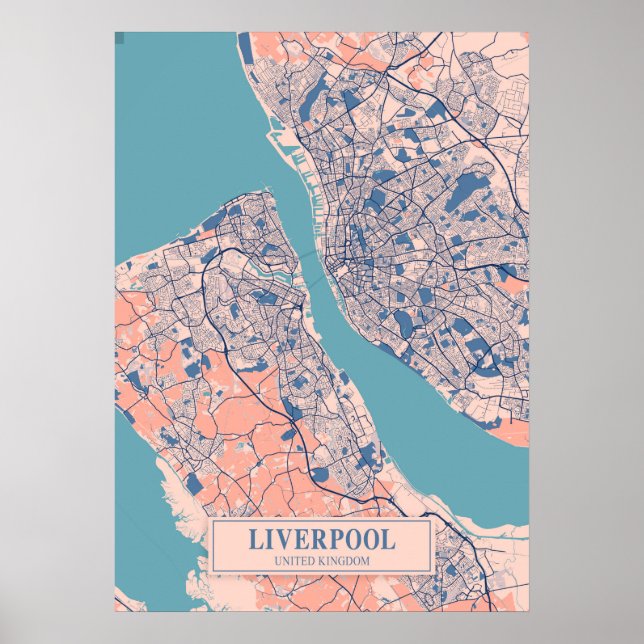 Liverpool - United Kingdom Breezy City Map  Poster (Front)