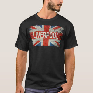 Liverpool United Kingdom British Flag Vintage Souv T-Shirt