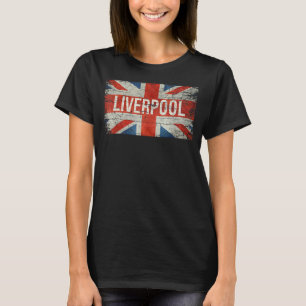 Liverpool United Kingdom British Flag Vintage Souv T-Shirt