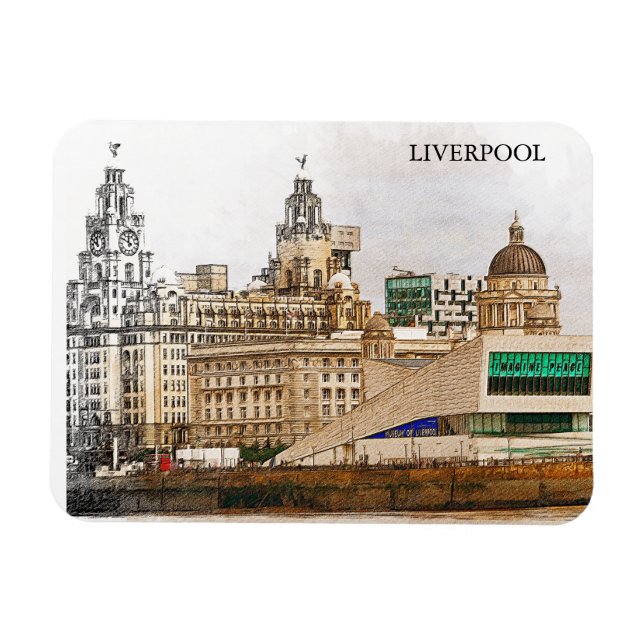 Liverpool United Kingdom City View Magnet (Horizontal)