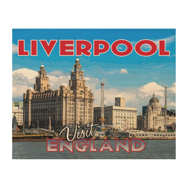 Liverpool, Visit England... Wood Wall Art (Front)