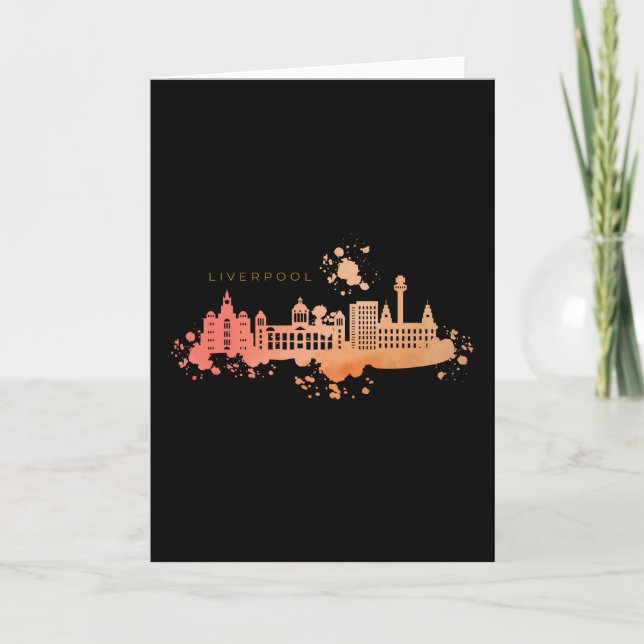 LIVERPOOL WATERCOLOR SKYLINE CARD (Front)