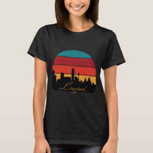 Liverpool Waterfront Skyline Retro Travel T-Shirt
