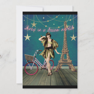 Lives In A Dream World Funky Altered Art Flat Card