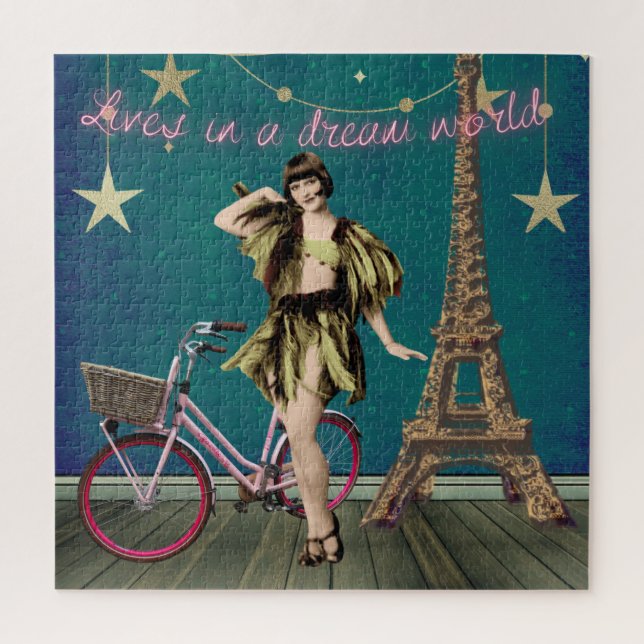 Lives In A Dream World Funky Altered Art Jigsaw Puzzle (Vertical)