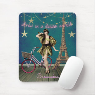 Lives In A Dream World Funky Altered Art Mouse Pad