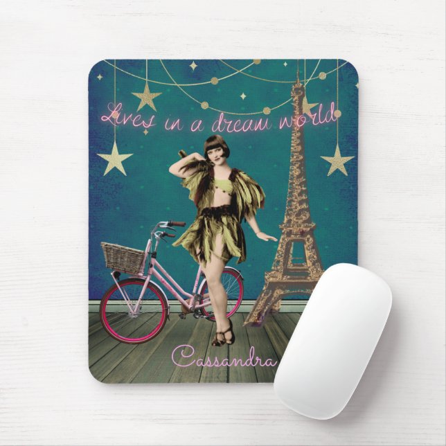 Lives In A Dream World Funky Altered Art  Mouse Pad (With Mouse)