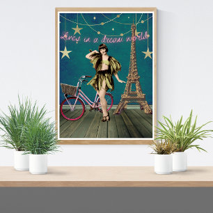 Lives In A Dream World Funky Altered Art Poster