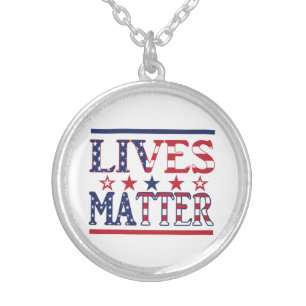 Lives Matter - American Flag Silver Plated Necklace