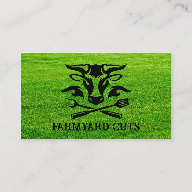 Livestock Farm | Grass Background Business Card (Front)