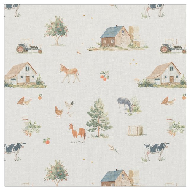 Livestock farmhouse - Donkey on the farm  Fabric (Close Up)