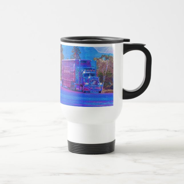 LIVESTOCK LORRY BIG RIG TRUCKERS Truck Stop Mug (Right)