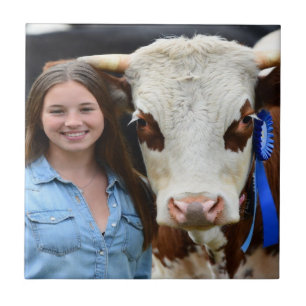 Livestock Show Cow Photo Customize Ceramic Tile
