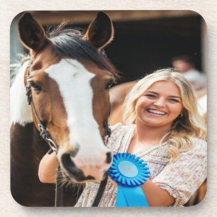 Livestock Show Horse Photo Customize Beverage Coaster