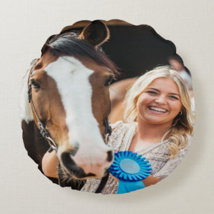 Livestock Show Horse Photo Customize Round Pillow