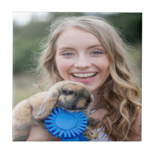 Livestock Show Rabbit Photo Customize Ceramic Tile