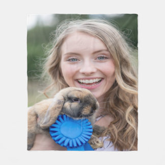 Livestock Show Rabbit Photo Customize Fleece Blanket