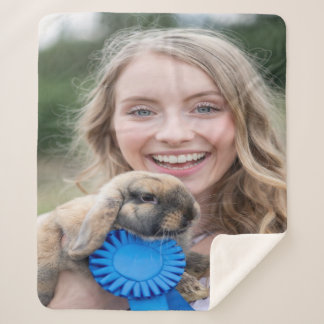 Livestock Show Rabbit Photo Customize Sherpa Blanket