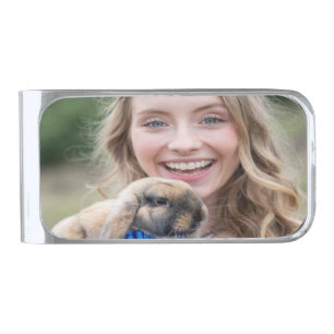 Livestock Show Rabbit Photo Customize Silver Finish Money Clip