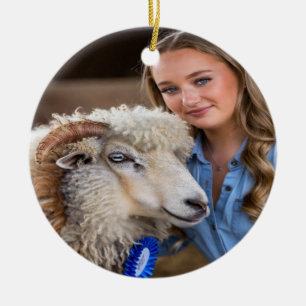 Livestock Show Sheep Photo Customize Ceramic Ornament