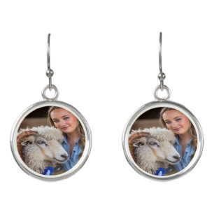 Livestock Show Sheep Photo Customize Earrings