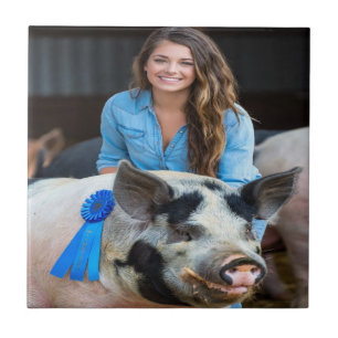 Livestock Show Swine Photo Customize Ceramic Tile