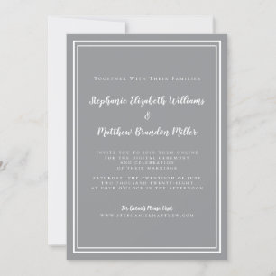 Livestream Wedding Gray & White Minimalist Invitation