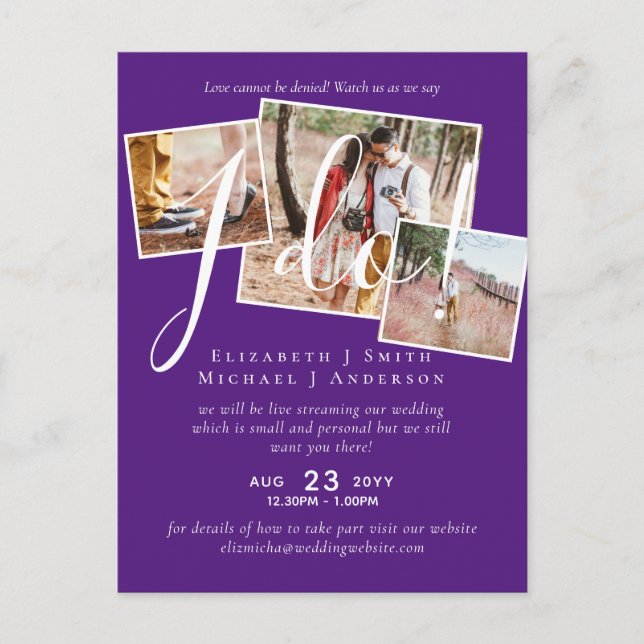 Livestreaming Watch Us Say I Do! PHOTO Wedding Postcard (Front)