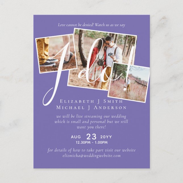 Livestreaming Watch Us Say I Do! PHOTO Wedding Postcard (Front)