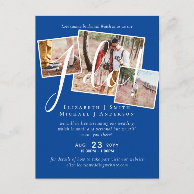 Livestreaming Watch Us Say I Do! PHOTO Wedding Postcard (Front)