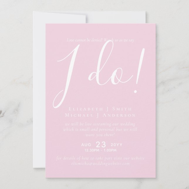 Livestreaming Wedding Invites - Watch Us Say I Do! (Front)
