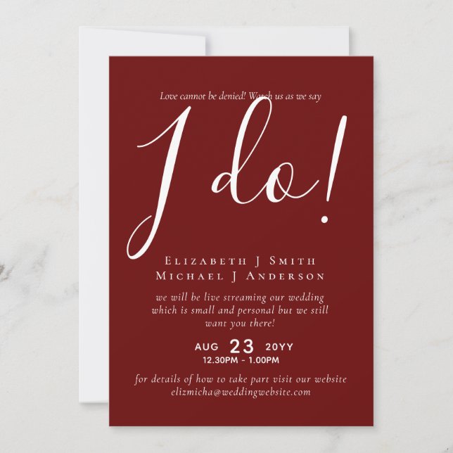 Livestreaming Wedding Invites - Watch Us Say I Do! (Front)