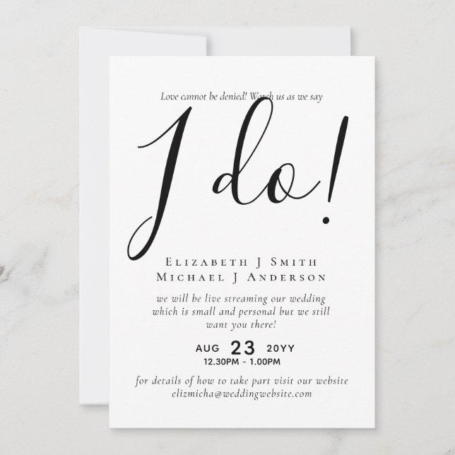 Livestreaming Wedding Invites - Watch Us Say I Do! (Front)