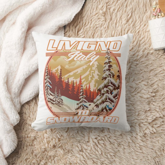 Livigno italy Snowboarding logo Throw Pillow (Blanket)