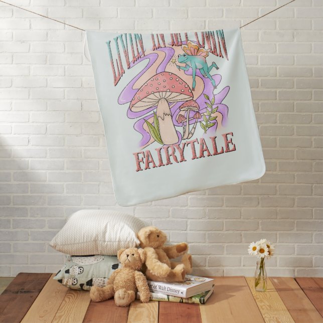 Livin’ In My Own Fairytale – Frog & Mushroom Baby Blanket (In Situ)