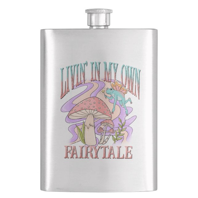 Livin’ In My Own Fairytale – Frog & Mushroom Flask (Front)