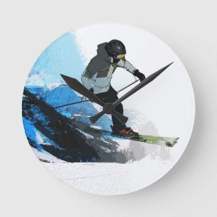 Livin' It! - Downhill Skier Round Clock