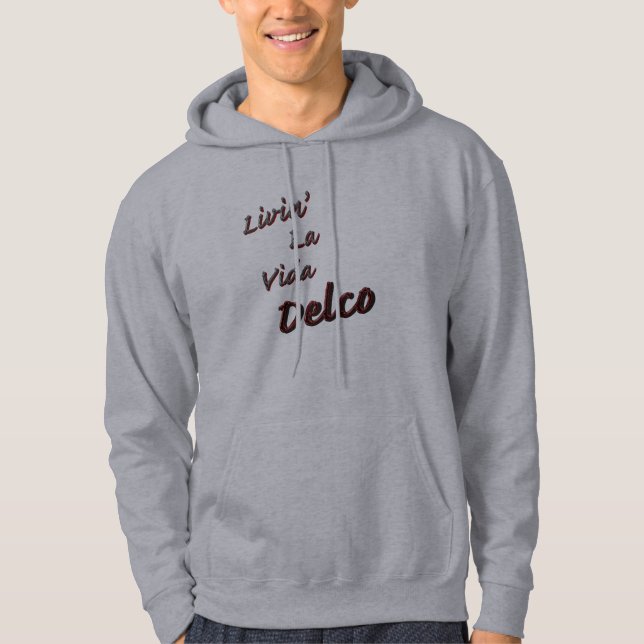 Livin La Vida Delco red black gray Hoodie (Front)