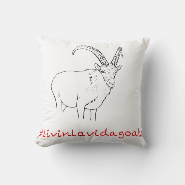 Livin La Vida Goata Funny Goat Animal Art Drawing Throw Pillow (Front)