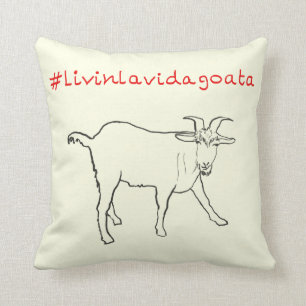 Livin La Vida Goata Funny Quirky Cute Goat Drawing Throw Pillow