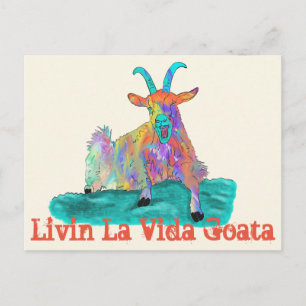 Livin La Vida Goata Funny Screaming Goat Design Postcard